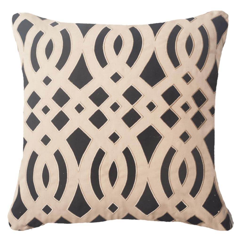 Outdoor Diamond Scroll Black Cushion 55 x 55 cm-Outdoors-Bandhini Homewear Design-Black-22 x 22--abc
