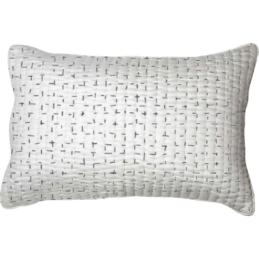 Gudri White Sham With Black Stitching 46 x 69 cm-abc