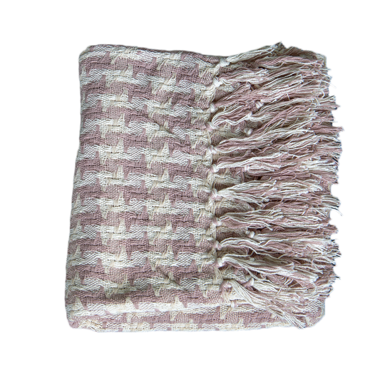 Check Blush and Cream Throw 150 x 180 cm-abc