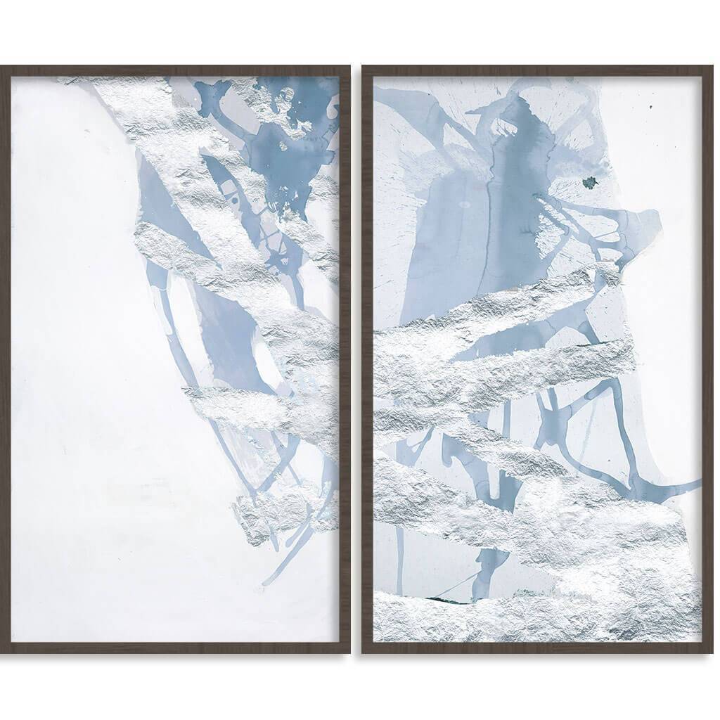 Platinum Sticks Diptych-Accessories-Bandhini Homewear Design-Silver Leaf-60cm x 80cm--abc