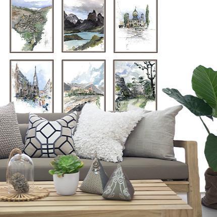 Torres Del Paine Chile-Accessories-Bandhini Homewear Design-No Leaf-60cm x 80cm--abc