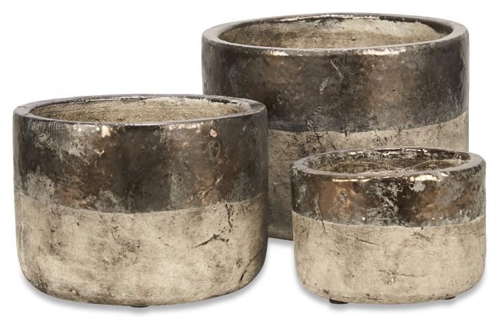 Set of 3 Metallic Fade Ceramic Planters - Bronze/Natural-Accessories-Home & Giftware-Default Title---abc
