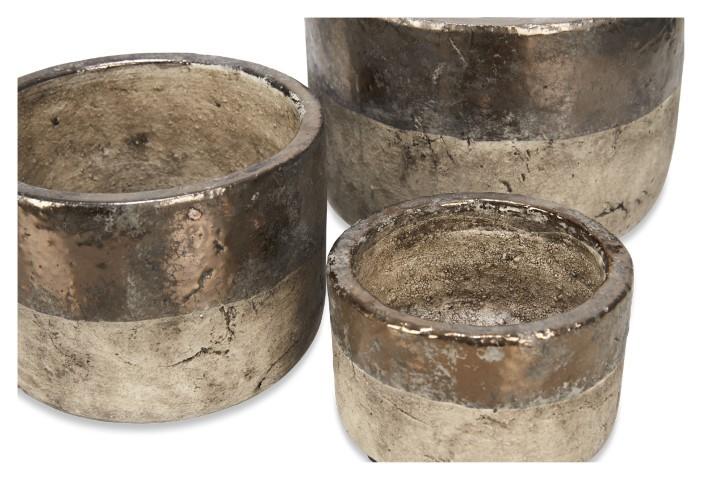 Set of 3 Metallic Fade Ceramic Planters - Bronze/Natural-Accessories-Home & Giftware-Default Title---abc