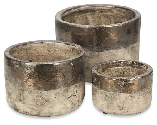 Set of 3 Metallic Fade Ceramic Planters - Bronze/Natural-Accessories-Home & Giftware-Default Title---abc