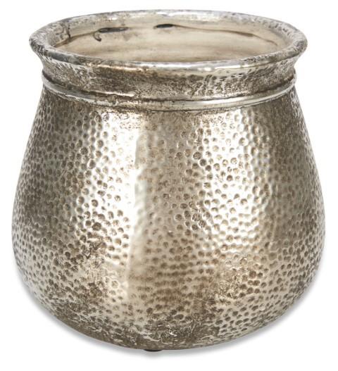 Rustic Ceramic Tall Beaten Planter Medium - Silver-Accessories-Home & Giftware-Default Title---abc