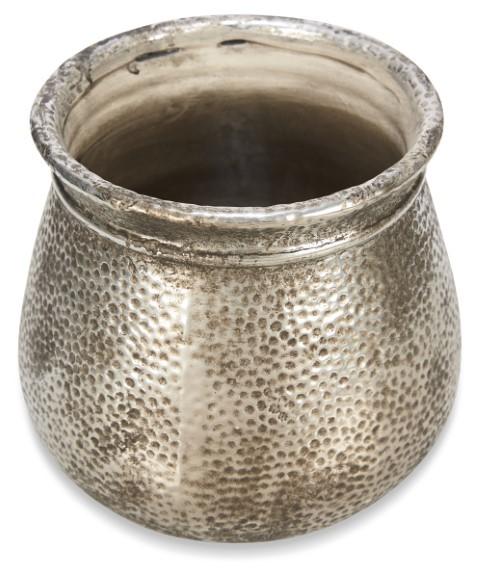 Rustic Ceramic Tall Beaten Planter Medium - Silver-Accessories-Home & Giftware-Default Title---abc