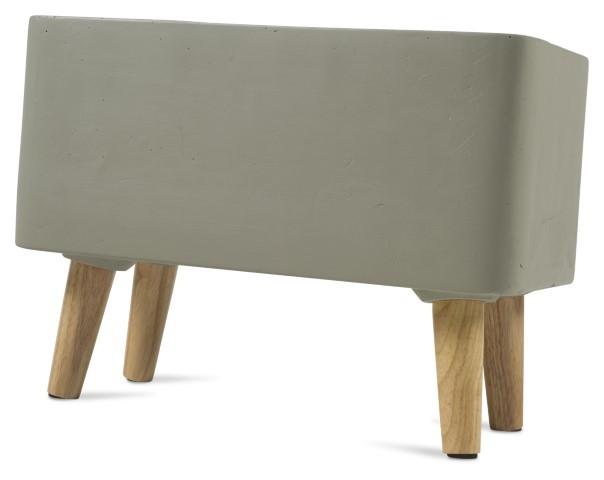Concrete Rectangular Planter Box on Wood Legs - Grey/Natural-abc