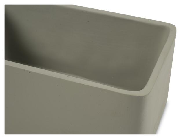 Concrete Rectangular Planter Box on Wood Legs - Grey/Natural-abc