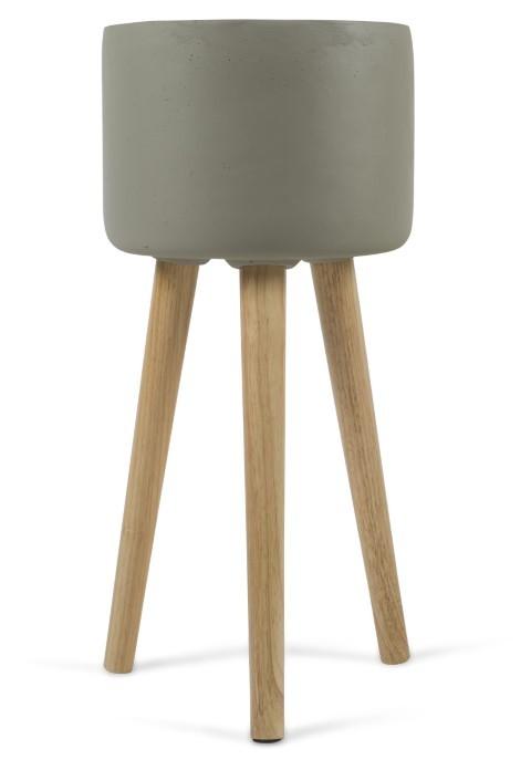 Concrete Tall Planter on Stilts Large - Grey-abc