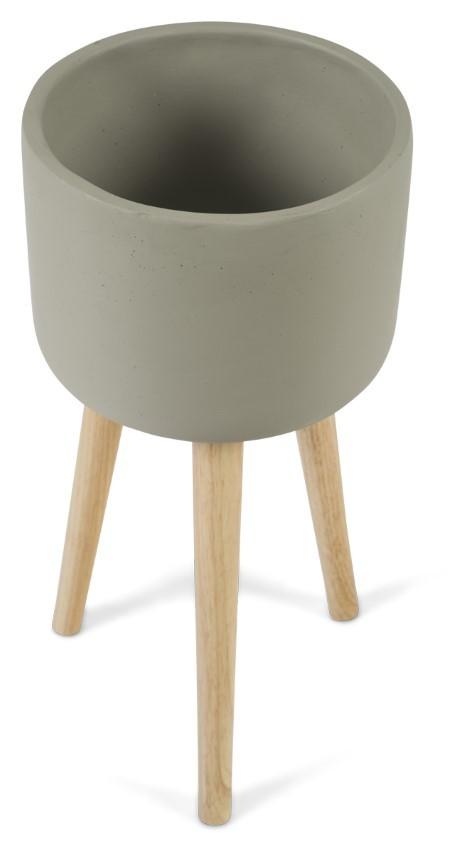 Concrete Tall Planter on Stilts Large - Grey-abc