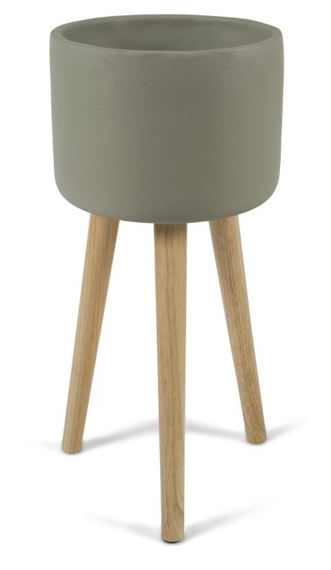 Concrete Tall Planter on Stilts Large - Grey-abc