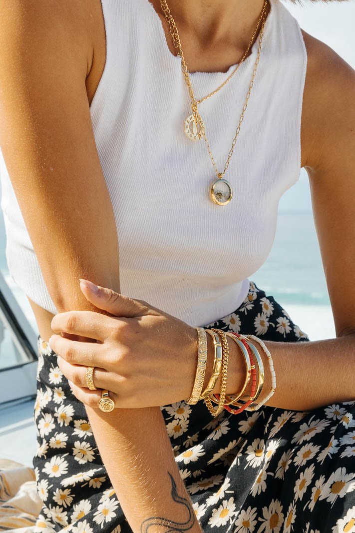 Ivory color bracelet gold plated-abc