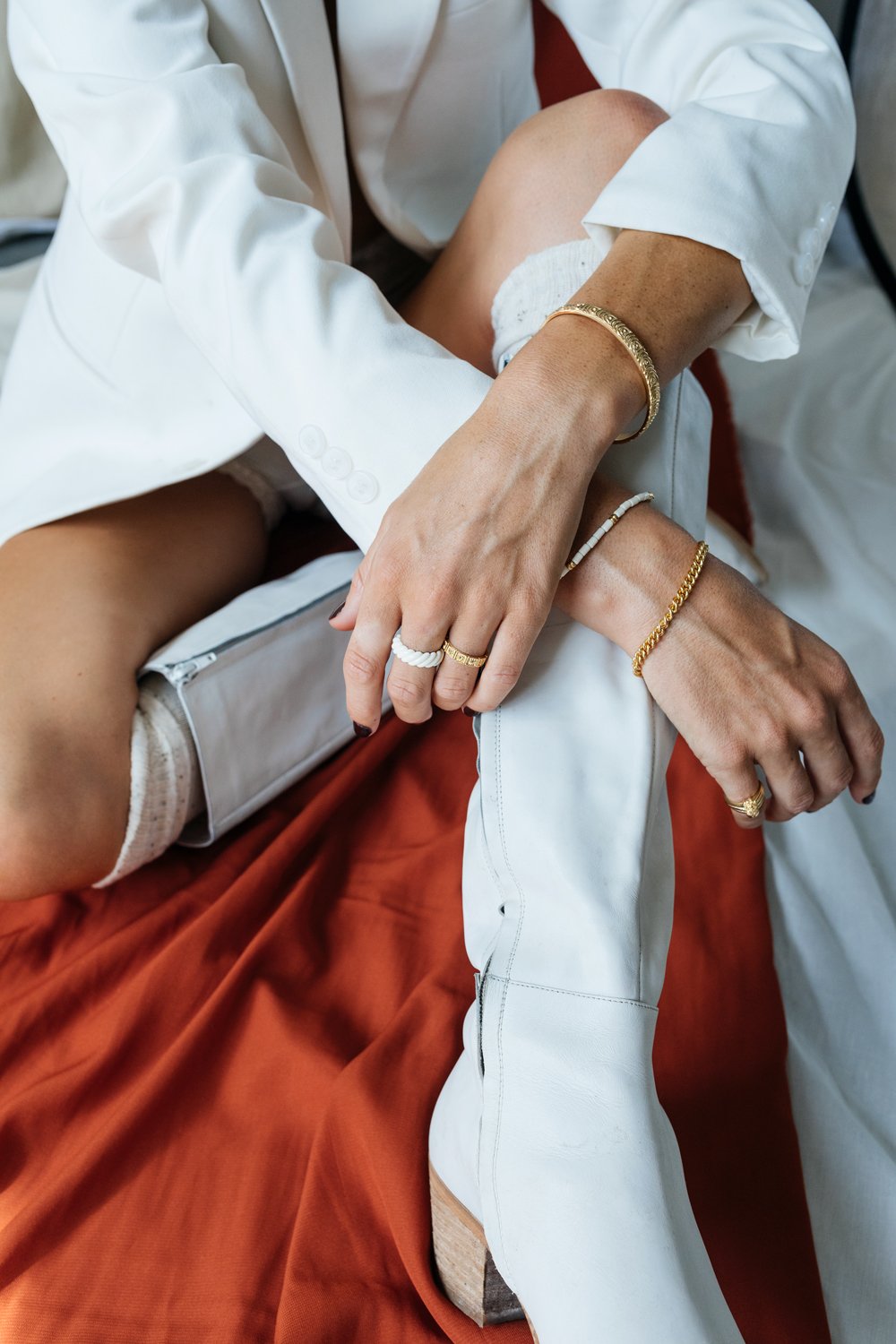 Ivory color bracelet gold plated-abc