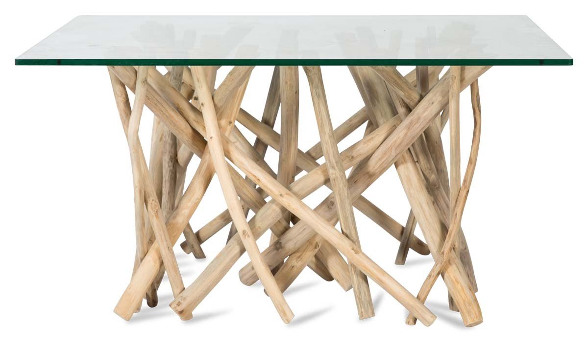 Semarang 10mm Tempered Glass Top, Teak Branch Base Square Coffee Table-Living-Home & Giftware-Default Title---abc