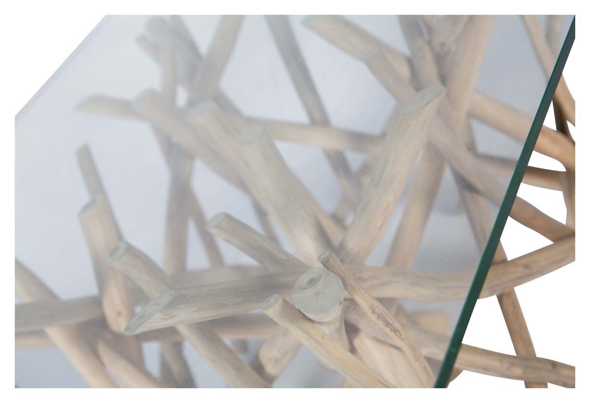 Semarang 10mm Tempered Glass Top, Teak Branch Base Square Coffee Table-Living-Home & Giftware-Default Title---abc