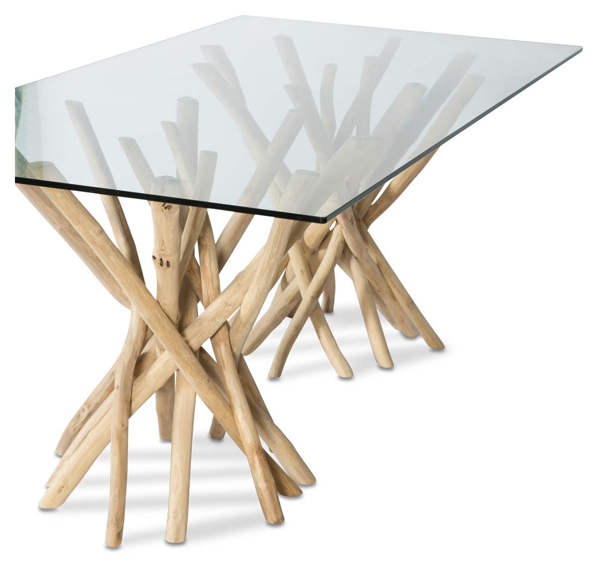 Semarang 10mm Tempered Glass Top Dining Table with Teak Branch Base-Dining-Home & Giftware-Default Title---abc