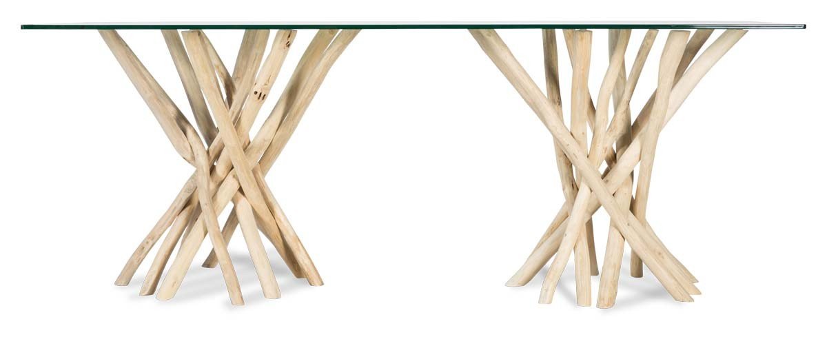Semarang 10mm Tempered Glass Top Dining Table with Teak Branch Base-Dining-Home & Giftware-Default Title---abc