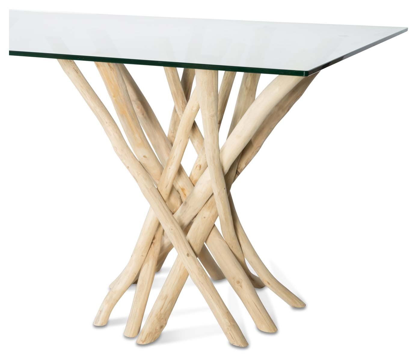 Semarang 10mm Tempered Glass Top Dining Table with Teak Branch Base-Dining-Home & Giftware-Default Title---abc