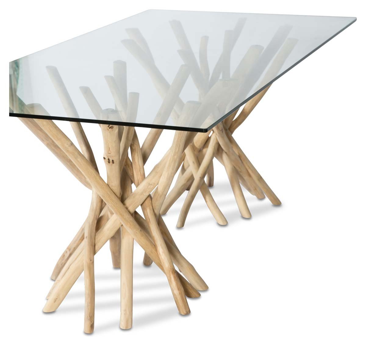 Semarang 10mm Tempered Glass Top Dining Table with Teak Branch Base-Dining-Home & Giftware-Default Title---abc