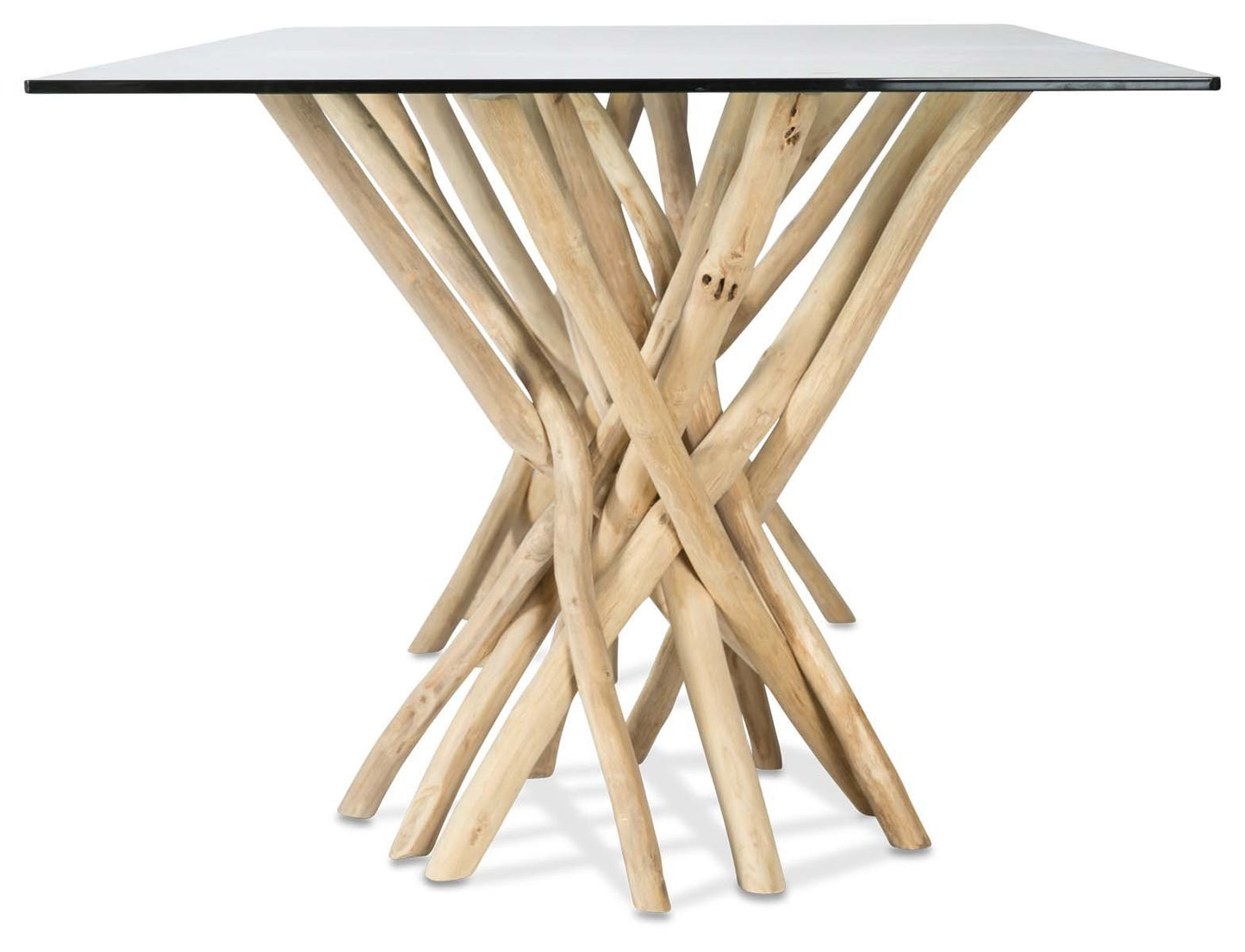 Semarang 10mm Tempered Glass Top Dining Table with Teak Branch Base-Dining-Home & Giftware-Default Title---abc