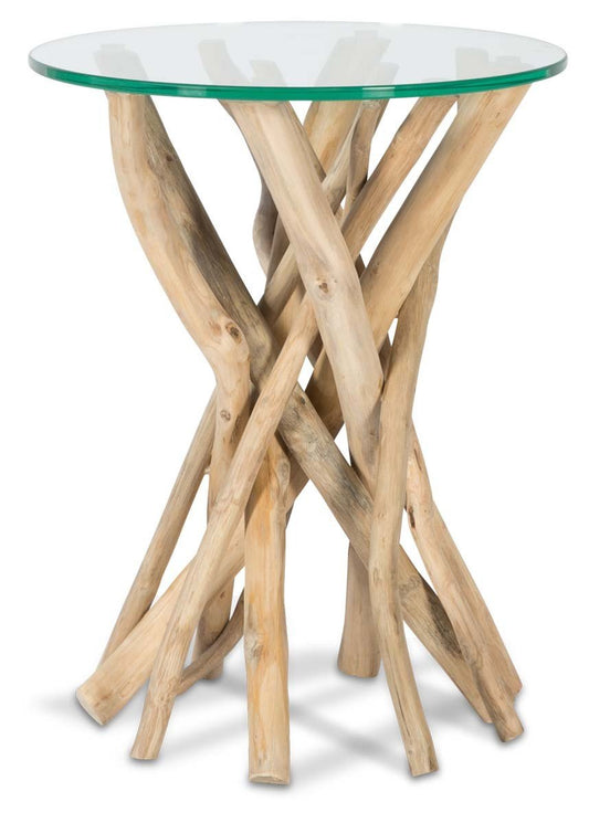Semarang 10mm Tempered Glass Top Teak Branch Base Side Table-Living-Home & Giftware-Default Title---abc