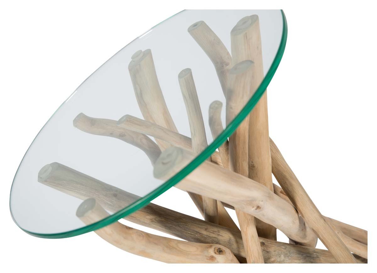 Semarang 10mm Tempered Glass Top Teak Branch Base Side Table-Living-Home & Giftware-Default Title---abc