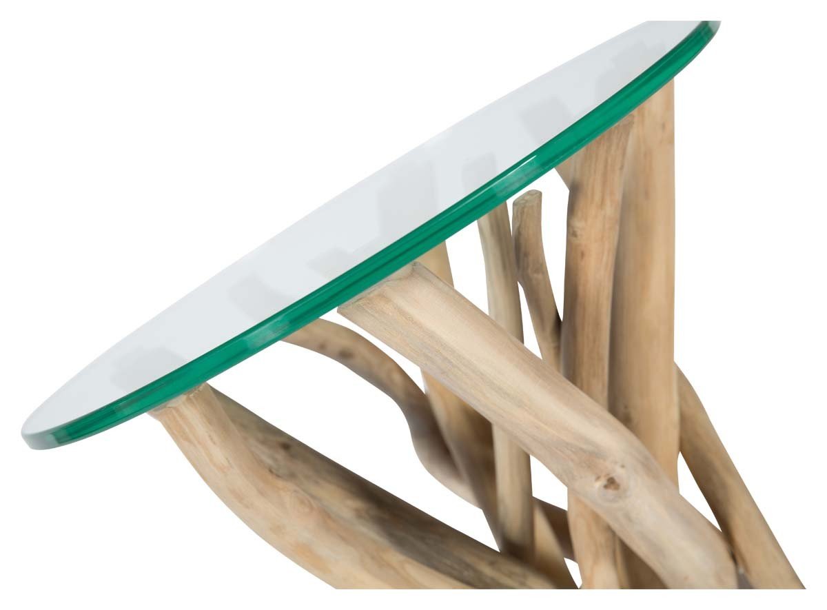 Semarang 10mm Tempered Glass Top Teak Branch Base Side Table-Living-Home & Giftware-Default Title---abc