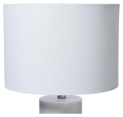 White Cylinder Marble Table Lamp with Linen Shade - White-Lighting-Home & Giftware-Default Title---abc