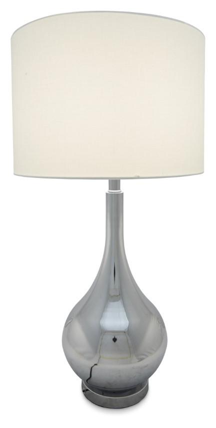 Chrome Metal Bottle Table Lamp with Linen Shade - Chrome-abc
