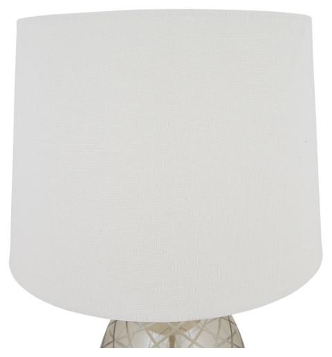 Champagne Egg Glass Table Lamp with Linen Shade - Antique Brass-abc