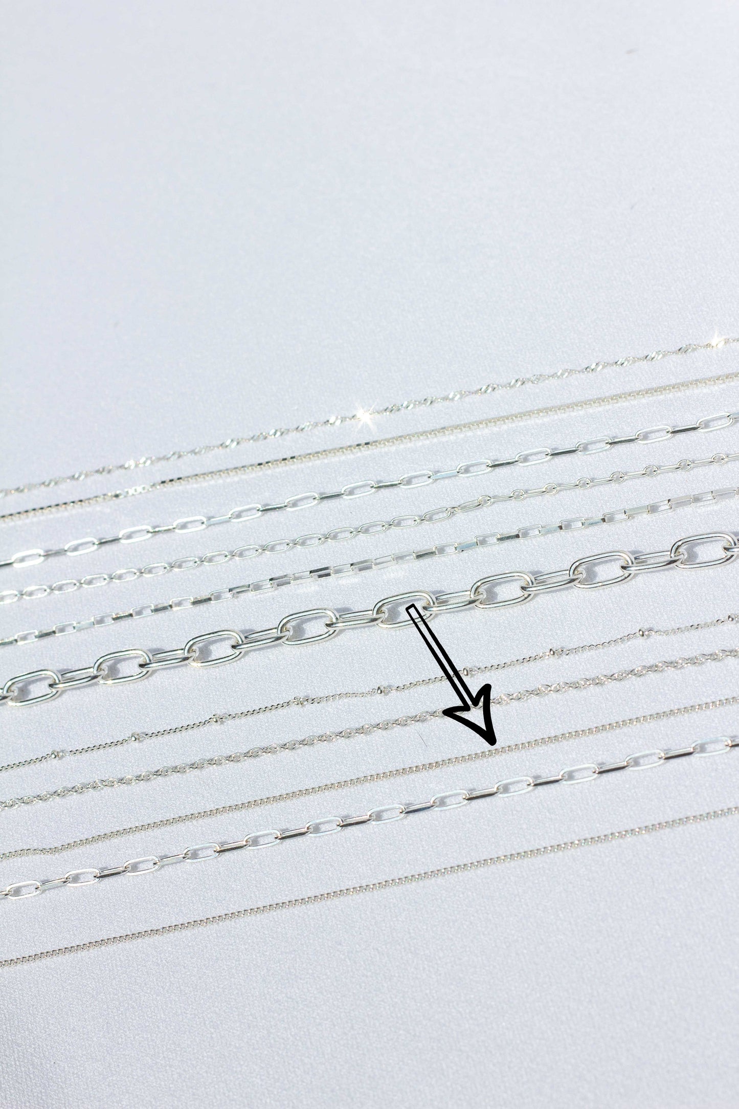 Curb chain necklace silver (45cm or 55cm)-abc