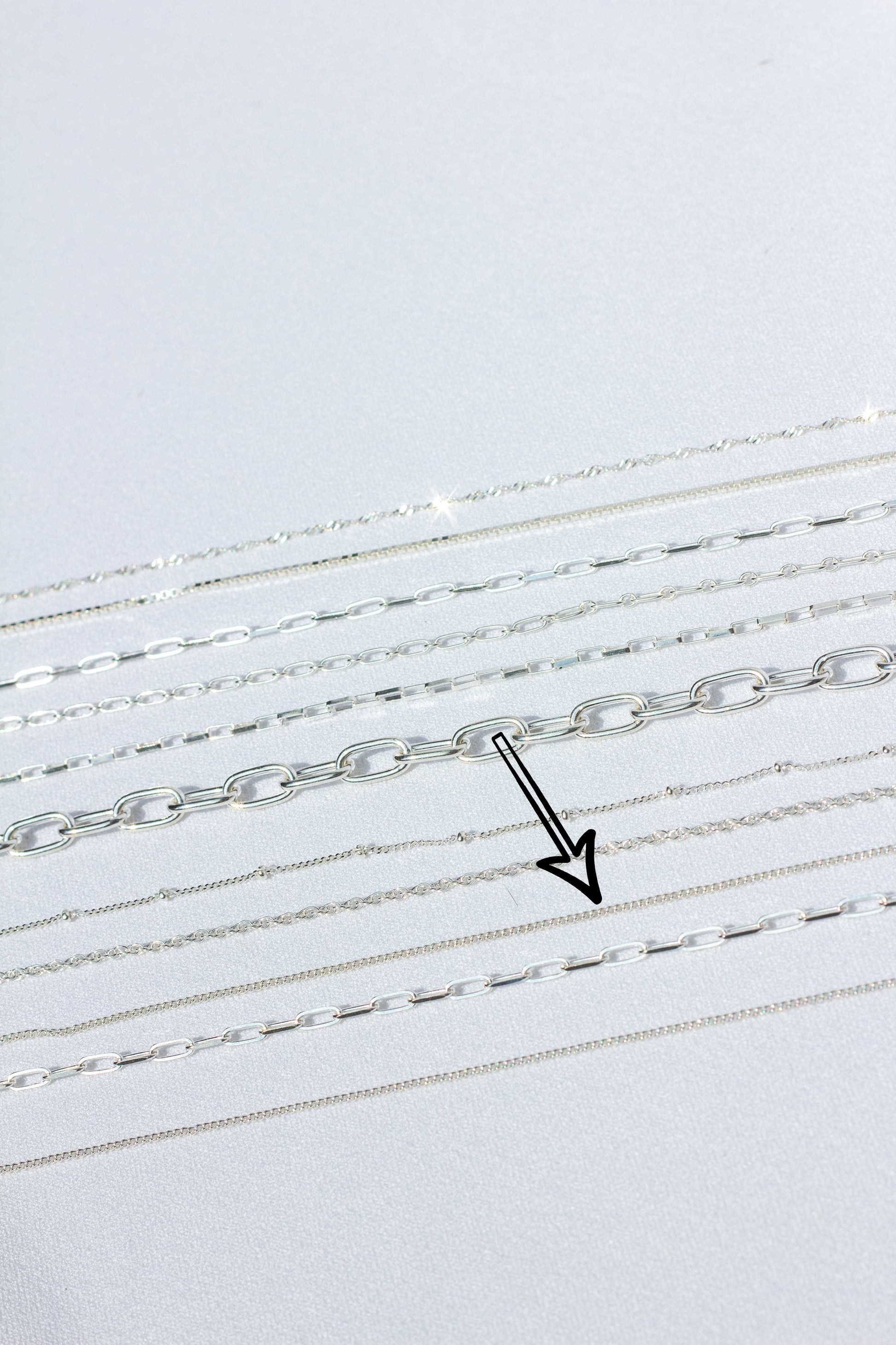 Curb chain necklace silver (45cm or 55cm)-abc