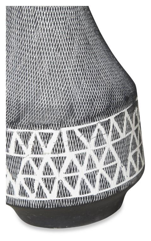 Criss Cross Ceramic Vase Large - Dark Grey-abc