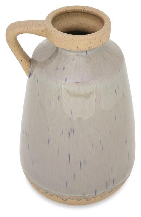 Grecian Ceramic Urn Small - Soft Grey/Natural-abc