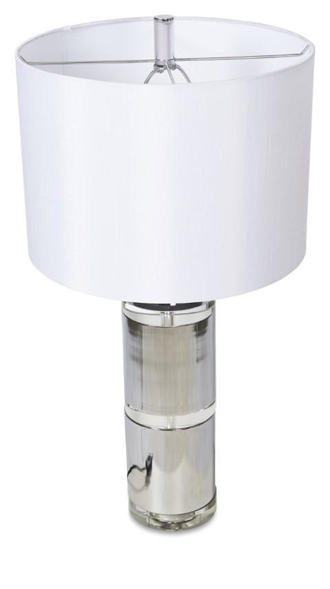 Valerie Tall Crystal & Metal Table Lamp with Off white Linen Shade - Chrome/Clear-Lighting-Home & Giftware-Default Title---abc