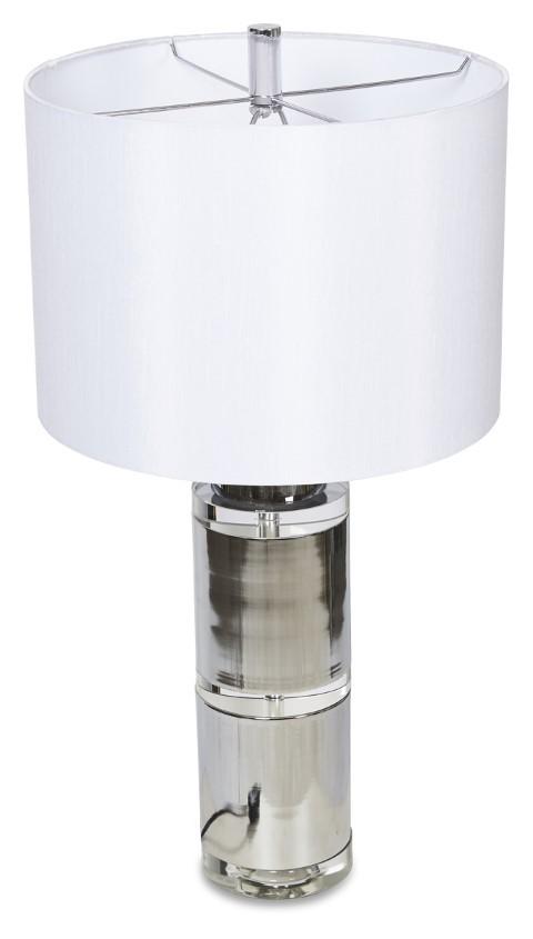 Valerie Tall Crystal & Metal Table Lamp with Off white Linen Shade - Chrome/Clear-Lighting-Home & Giftware-Default Title---abc