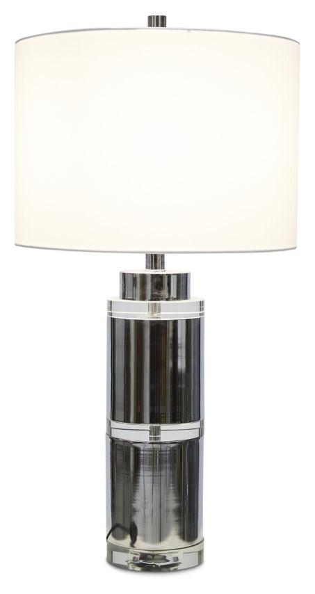 Valerie Tall Crystal & Metal Table Lamp with Off white Linen Shade - Chrome/Clear-Lighting-Home & Giftware-Default Title---abc
