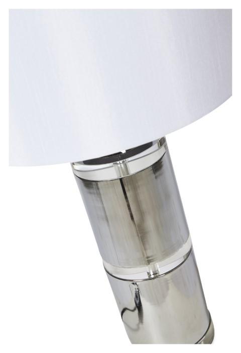 Valerie Tall Crystal & Metal Table Lamp with Off white Linen Shade - Chrome/Clear-Lighting-Home & Giftware-Default Title---abc
