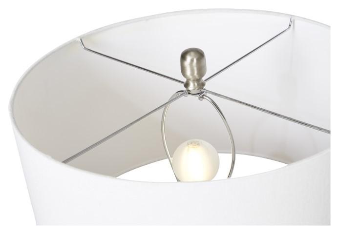 Elle Tall Glass & Metal Table Lamp with Cream Linen Shade - Smoke Glass-abc