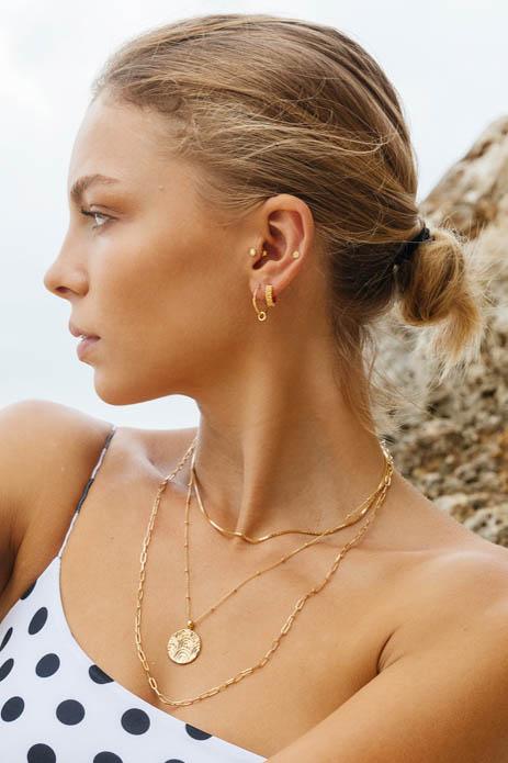 Double hoop earring gold plated (15mm)-abc