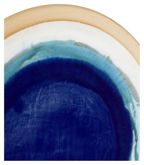 Ceramic Azure Glazed Plate with Stand - Blue/Natural-abc