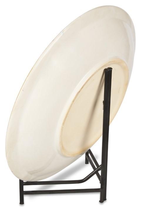 Ceramic Azure Glazed Plate with Stand - Blue/Natural-abc