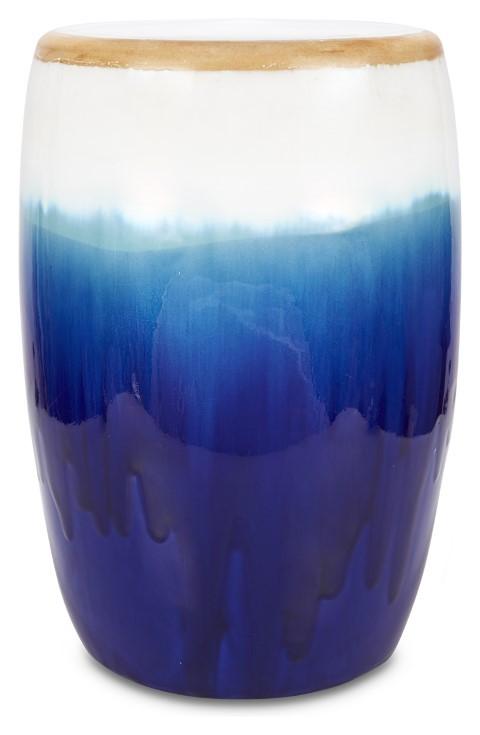 Ceramic Azure Glazed Stool - Blue/Natural-abc