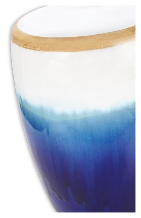 Ceramic Azure Glazed Stool - Blue/Natural-abc