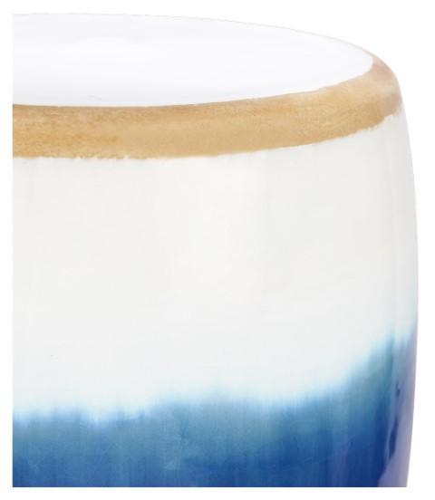 Ceramic Azure Glazed Stool - Blue/Natural-abc