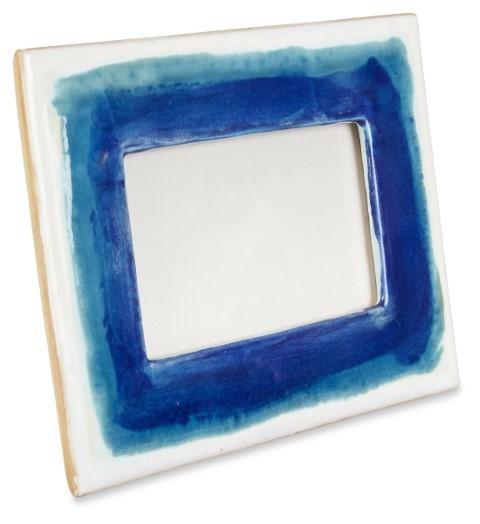 Ceramic Azure Glazed 4x6 Photo Frame - Blue/Natural-abc