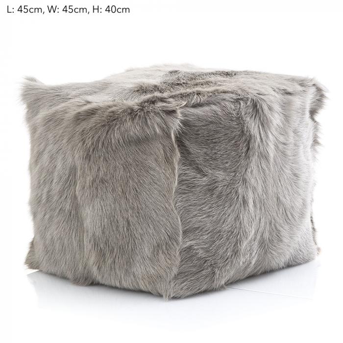 Petra Goat Fur Pouf 45x45x40 Grey-Living-Florabelle-Default Title---abc