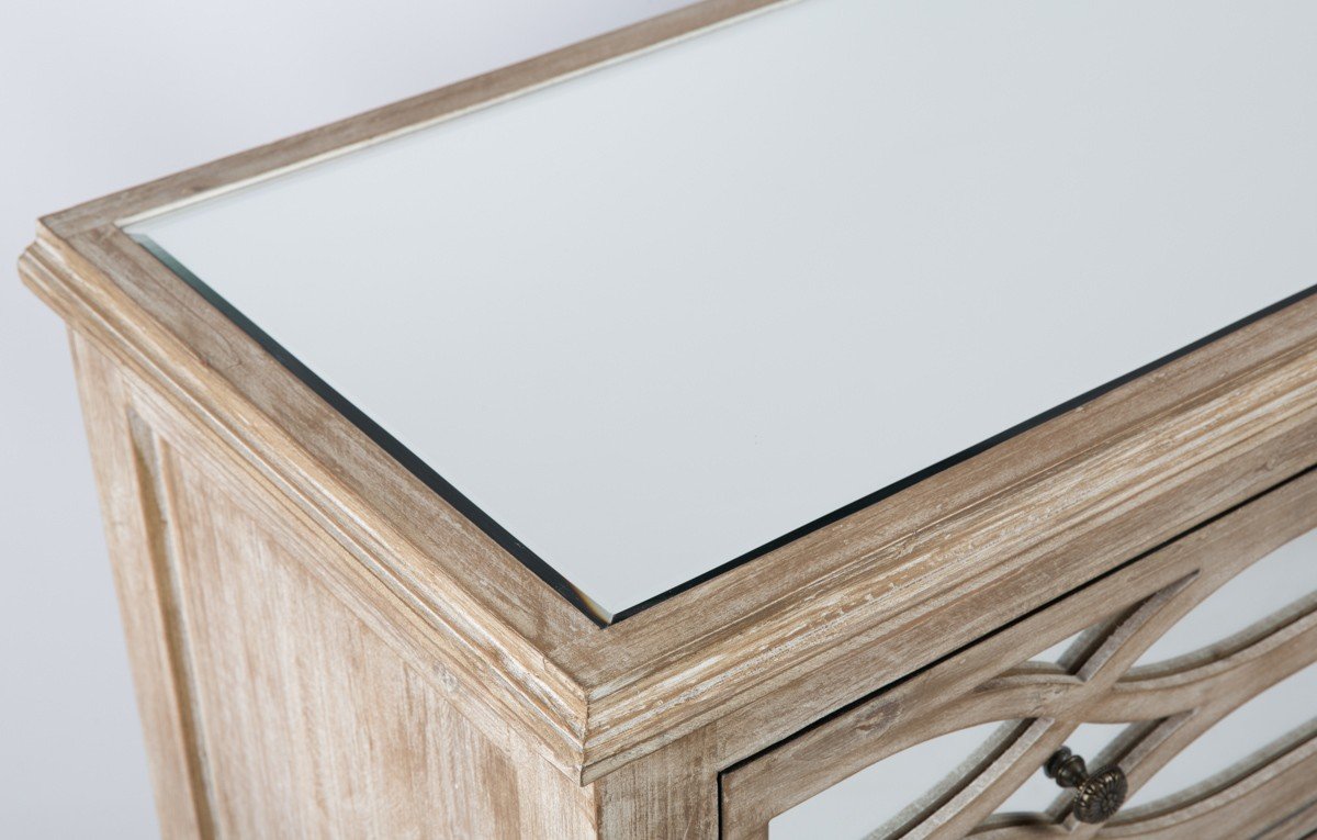 Wooden Lattice 3 Draw Mirrored Cabinet-Living-Home & Giftware-Default Title---abc