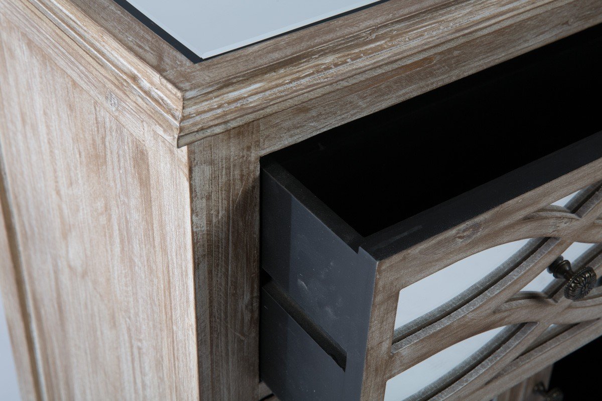 Wooden Lattice 3 Draw Mirrored Cabinet-Living-Home & Giftware-Default Title---abc