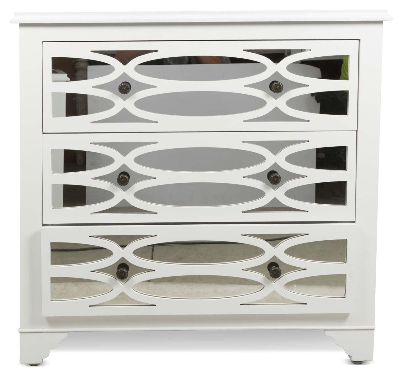 Wooden 3 Draw Lattice Mirrored Cabinet-Living-Home & Giftware-Default Title---abc